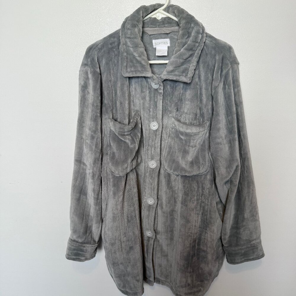 Softies Polyester Gray Light Weight Plush Jacket Size XL
